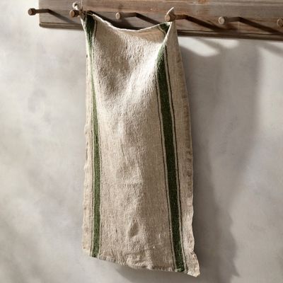 Lithuanian Linen Dish Towel, Green Stripe