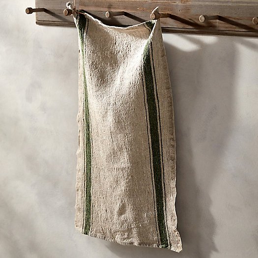 View larger image of Lithuanian Linen Dish Towel, Green Stripe