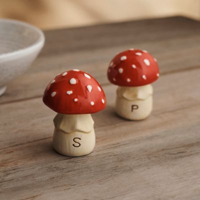 Mushroom Ceramic Salt + Pepper Shakers