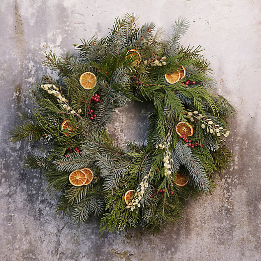 View larger image of Fresh Noble Fir, Cedar + Orange Wreath