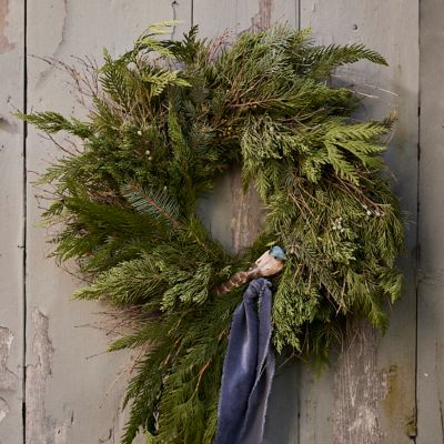 Fresh Trailing Noble Fir + Juniper Wreath