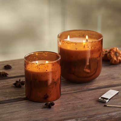 Linnea Ombre Glass Candle, Pumpkin Amber
