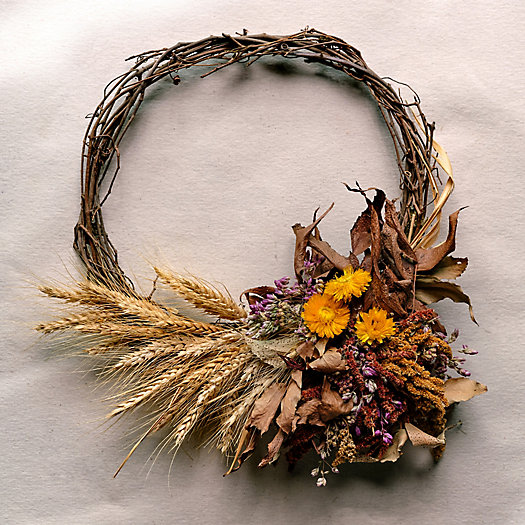 View larger image of Right Side Hand Asymmetrical Wheat + Strawflower Wreath