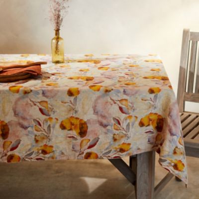 Lithuanian Linen Tablecloth, Watercolor Florals