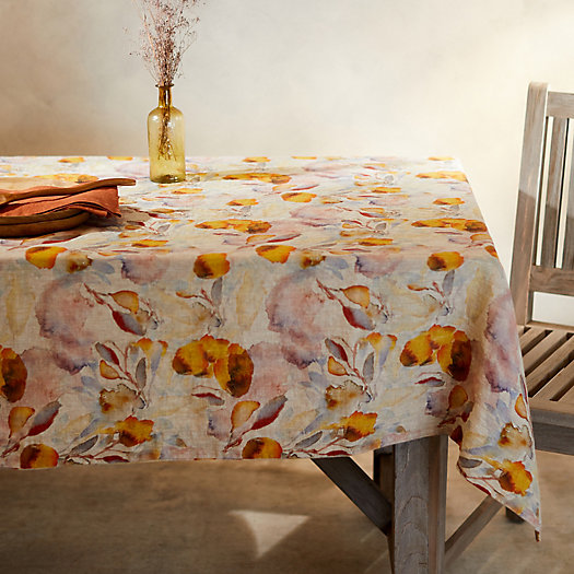 View larger image of Lithuanian Linen Tablecloth, Watercolor Florals