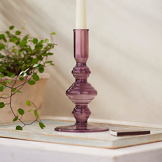 View larger image of Ridged Diamond Color Glass Candlestick, Small