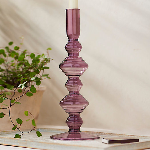 View larger image of Ridged Diamond Color Glass Candlestick