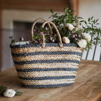 Striped Seagrass Beach Bag