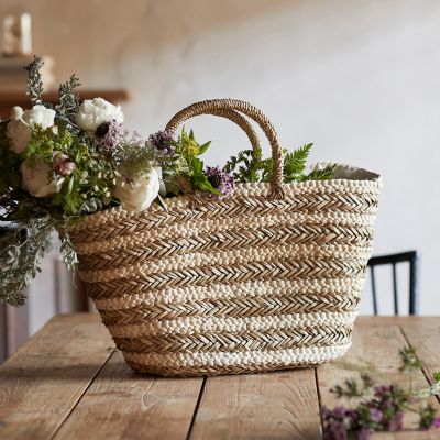 Wide Weave Leather Basket - Terrain