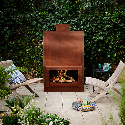 View larger image of Weathering Steel Planed Outdoor Fireplace