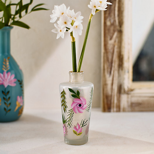 View larger image of Floral Painted Glass Vase
