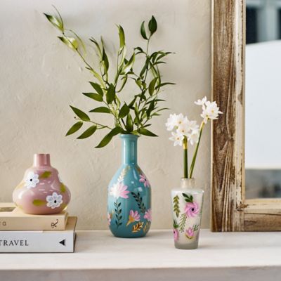 Floral Painted Glass Vase