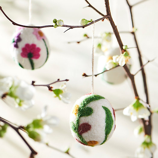 View larger image of Floral Felted Egg Ornaments, Set of 6