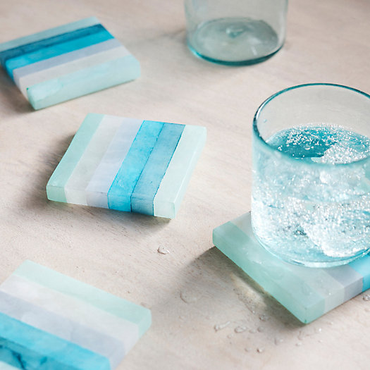 View larger image of Striped Dyed Alabaster Coasters, Set of 4