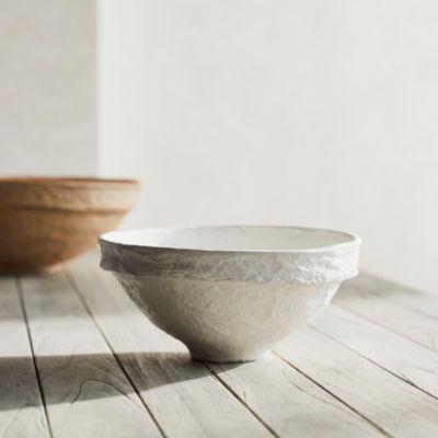 Large Traditional Paper Mache Bowl With Blue Residue