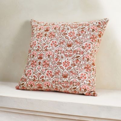 Coral Floral Outdoor Pillow