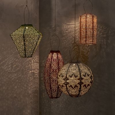 Floral Lace Battery Lantern, Round