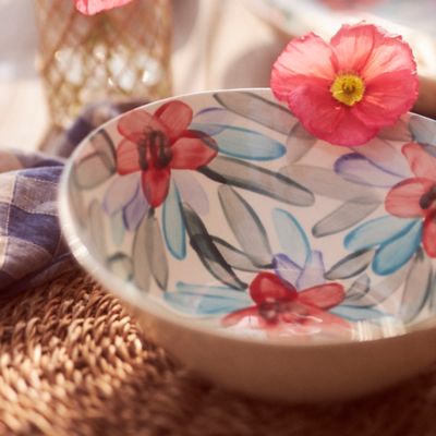 Peachy Floral Round Serving Bowl