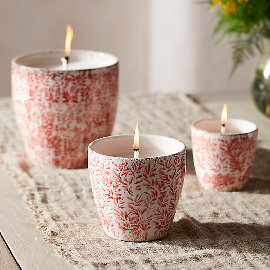 View larger image of Ceramic Citronella + Thyme Candle, Coral Floral