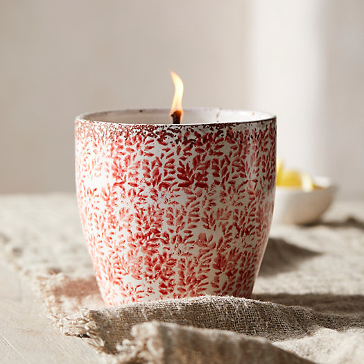 View larger image of Ceramic Citronella + Thyme Candle, Coral Floral