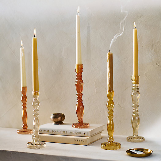 View larger image of Ridged Glass Candlestick, Smoke