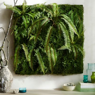 Faux Moss Wall with Ferns