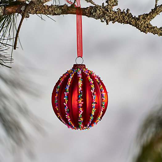 View larger image of  Sprinkles Ridged Glass Globe Ornament