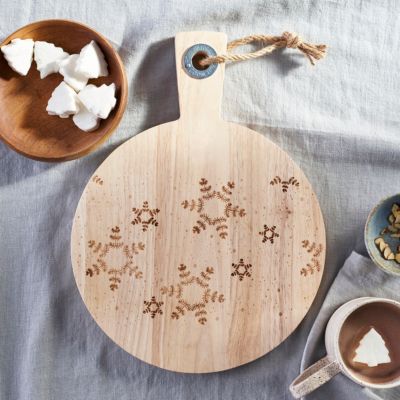 Snowflake Etched Wood Serving Board