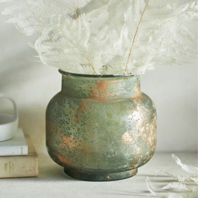 Antiqued Short Recycled Glass Vase