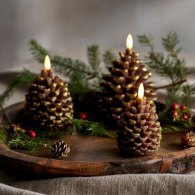 Flameless Pine Cone Candle, Brown