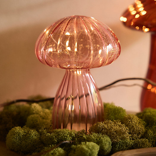 View larger image of LED Glass Mushroom, Small Pink