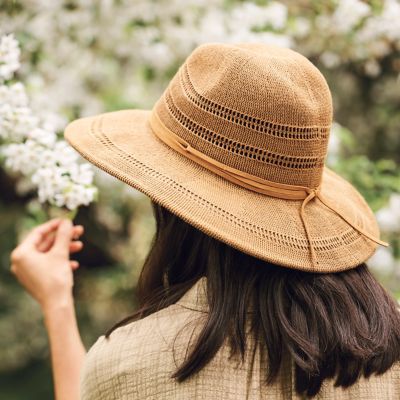 Vented Crown Sun Hat with Faux Suede Trim