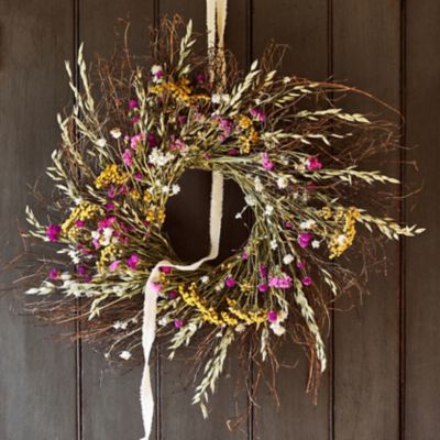 Natural Handmade 22” Preserved Indoor Wreath made with Avena Oats, German  Statice, Globe Amaranth, Ammobium & Limelight Hydrangea