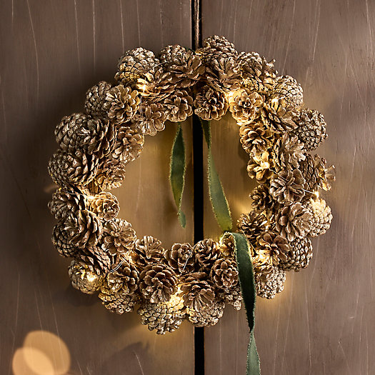 View larger image of Pre-Lit Pine Cone Wreath