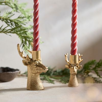 Gilded Stag Taper Candle Holder