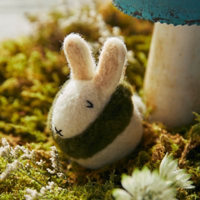 Felted Bunny with Moss Collar