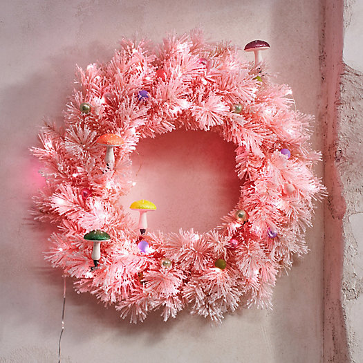 View larger image of Faux Snowy Glitter Wreath, Blush
