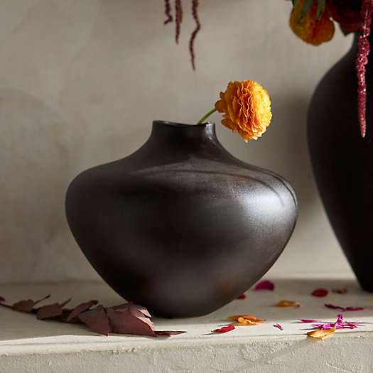 View larger image of Organic Ceramic Vase, Short Charcoal