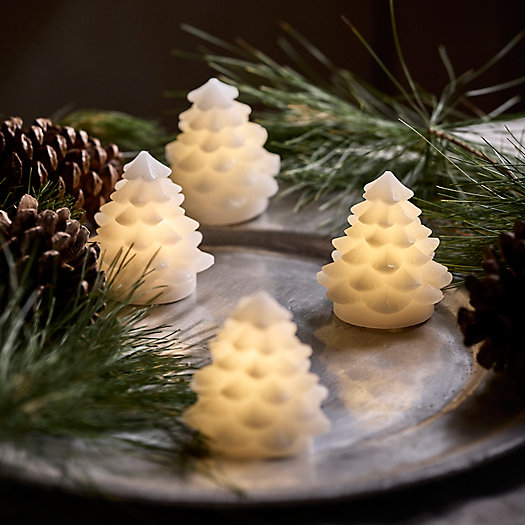 View larger image of Lit Wax Evergreen Trees, Mini Set of 4