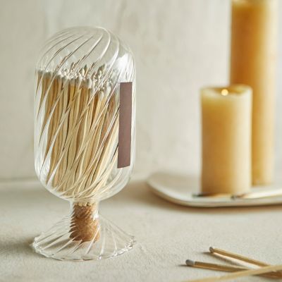 Ridged Glass Cloche with Matches