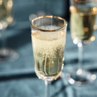 Gold Rim Champagne Flutes, Set of 6