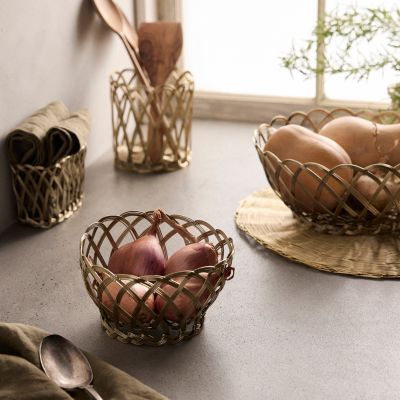 Wide Weave Leather Basket - Terrain