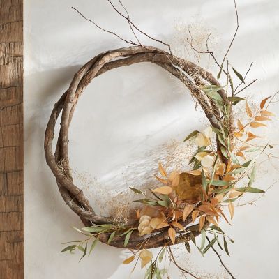 Branch Wreath Natural Vine Twig Grapevine Garland Rattan Rings Large Wooden  Decorative For Christmas Halloween Branch Wreath