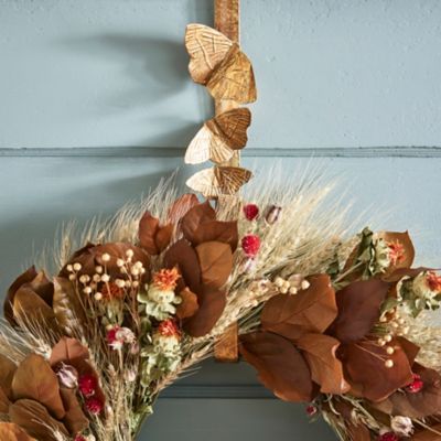 Fresh Eucalyptus Wall Hanging Swag With Dried Roses, Fresh Wreath