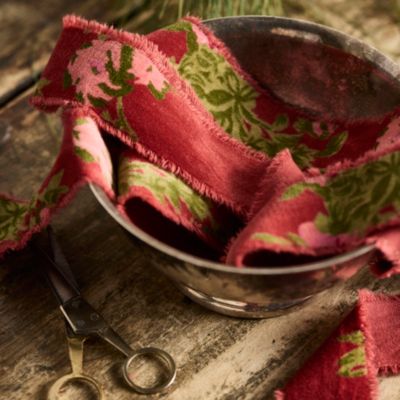 Floral Antiqued Frayed Velvet Ribbon