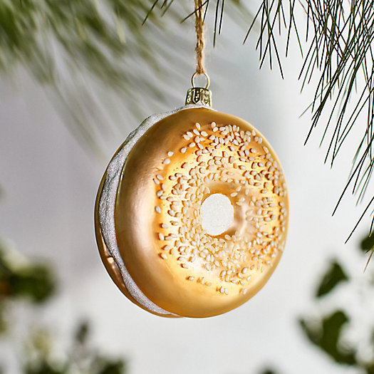 View larger image of Sesame Bagel + Cream Cheese Glass Ornament