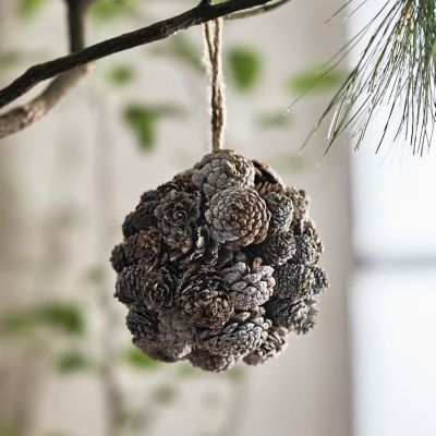 Frosted Pine Cone Ball Ornament