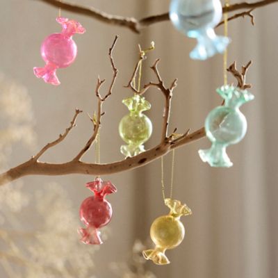 Wrapped Candies Glass Ornaments, Set of 6
