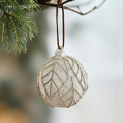 View larger image of Beaded Leaf Glass Globe Ornament