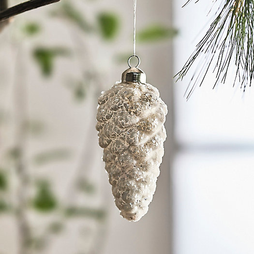 View larger image of Snowy Glitter Pine Cone Glass Ornament